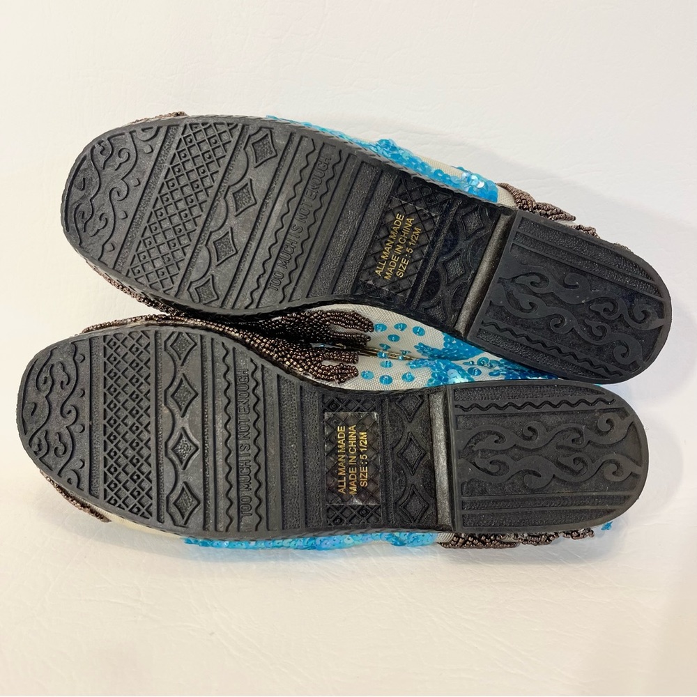 Beverly Feldman Beaded Sequin Shoes Seahorse Starfish Nautical Ocean Size 5.5 - Picture 9 of 13